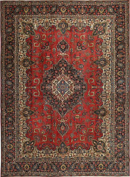  Tabriz Patina Matto 275X380 Itämainen Käsinsolmittu Tummanpunainen/Tummanruskea Isot (Villa, Persia/Iran)