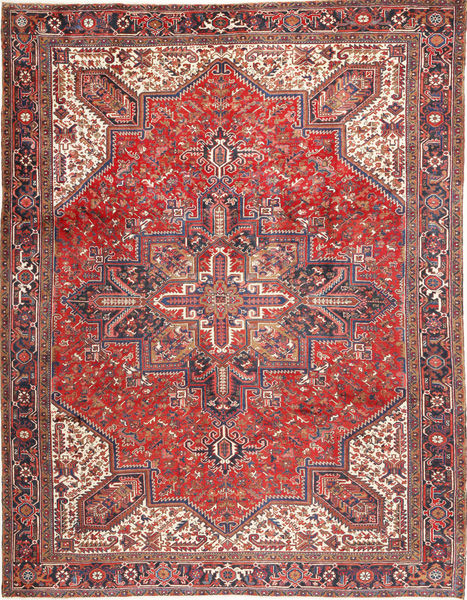  Heriz Matto 293X380 Itämainen Käsinsolmittu Tummanpunainen/Ruoste Isot (Villa, Persia/Iran)