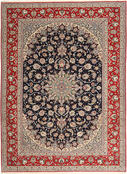  Isfahan Silkkiloimi Matto 265X363 Itämainen Käsinsolmittu Vaaleanharmaa/Tummanpunainen Isot (Villa/Silkki, Persia/Iran)