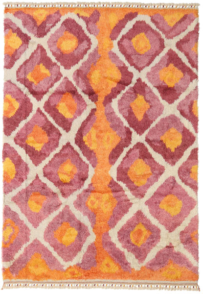  Handknotted Berber Shaggy Matto 196X281 Moderni Käsinsolmittu Oranssi/Ruoste (Villa, Turkki)