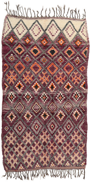  Berber Moroccan - Mid Atlas Matto 214X385 Moderni Käsinsolmittu Tummanruskea/Tummanvioletti (Villa, Marokko)