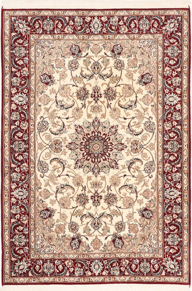  Persialainen Isfahan Silkkiloimi Matot Matto 113X163 Beige/Oranssi ( Persia/Iran)