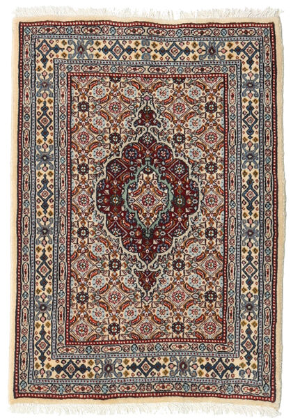  Moud Matto 62X89 Itämainen Käsinsolmittu Tummanruskea/Vaaleanharmaa (Villa/Silkki, Persia/Iran)