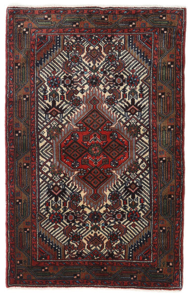  Hamadan Matto 78X123 Itämainen Käsinsolmittu Musta/Tummanpunainen (Villa, Persia/Iran)