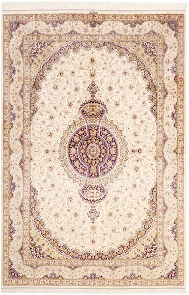  Ghom Silkki Matto 161X237 Itämainen Käsinsolmittu Beige/Vaaleanpunainen (Silkki, Persia/Iran)