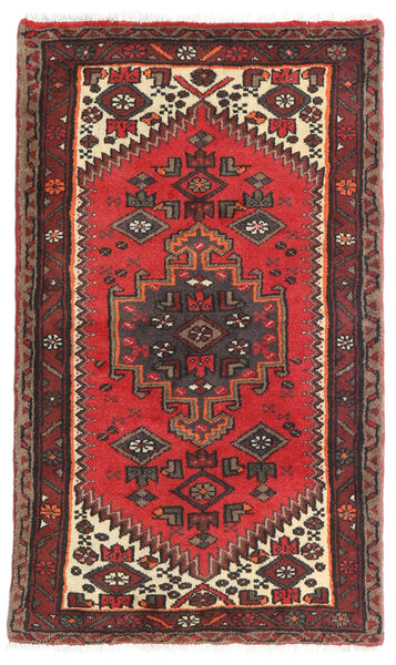  Hamadan Matto 75X130 Itämainen Käsinsolmittu Tummanruskea/Tummanpunainen (Villa, Persia/Iran)