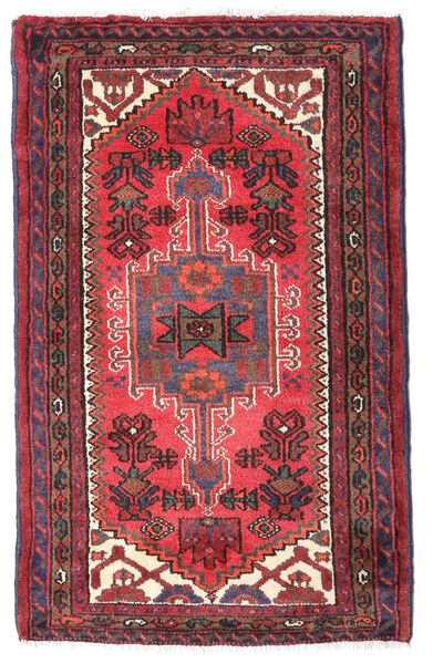  Hamadan Matto 77X125 Itämainen Käsinsolmittu Tummanpunainen/Tummanruskea (Villa, Persia/Iran)
