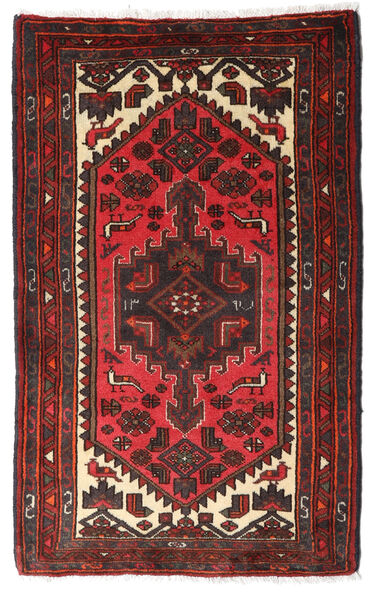  Hamadan Matto 80X132 Itämainen Käsinsolmittu Tummanpunainen/Musta (Villa, Persia/Iran)