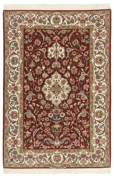  Isfahan Silkkiloimi Matto 110X164 Itämainen Käsinsolmittu Ruskea/Oranssi ()