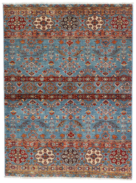  Shabargan Matto 106X143 Moderni Käsinsolmittu Tummanruskea/Sininen (Villa, Afganistan)