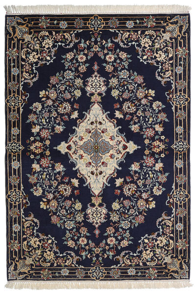  Isfahan Silkkiloimi Matto 112X160 Itämainen Käsinsolmittu Tummanvioletti/Tummanharmaa/Vaaleanharmaa (Villa/Silkki, Persia/Iran)