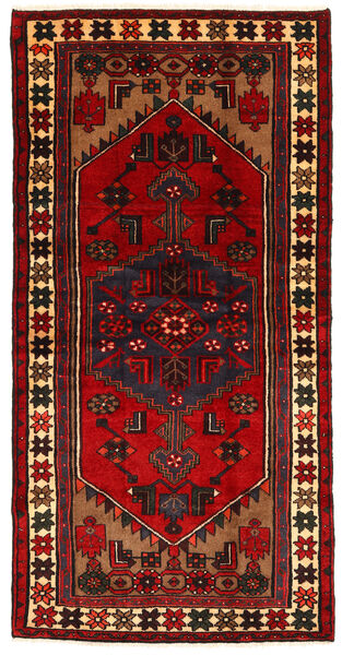  Hamadan Matto 104X205 Itämainen Käsinsolmittu Tummanruskea/Tummanpunainen (Villa, Persia/Iran)