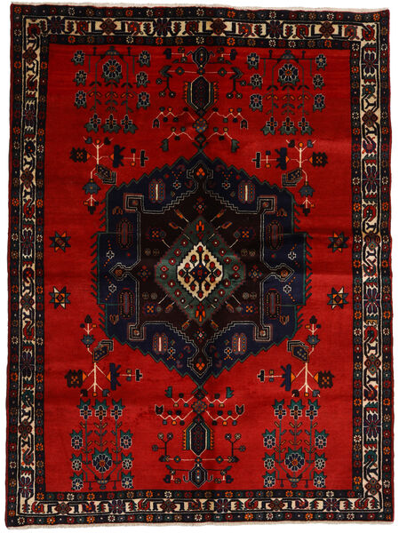  Afshar Matto 167X223 Itämainen Käsinsolmittu Musta/Tummanpunainen (Villa, Persia/Iran)