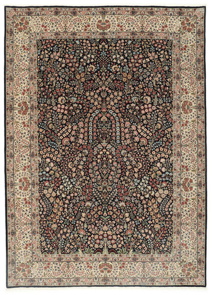  Kerman Lavar Matto 250X348 Itämainen Käsinsolmittu Vaaleanruskea/Musta Isot (Villa/Silkki, Persia/Iran)