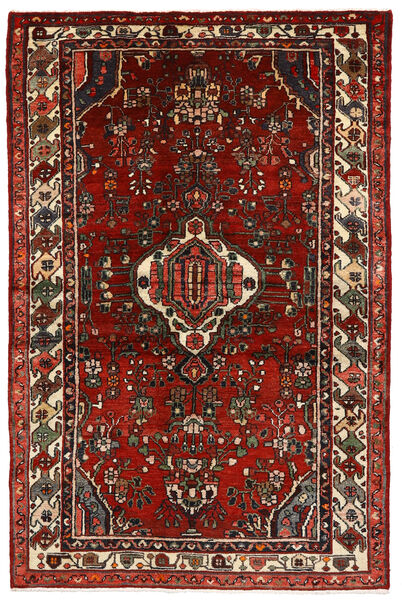 133X204 Hosseinabad Matot Matto Itämainen Tummanpunainen/Punainen (Villa, Persia/Iran)