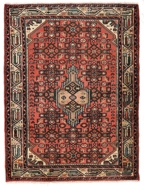  Hosseinabad Matto 85X114 Itämainen Käsinsolmittu Tummanruskea/Ruoste (Villa, Persia/Iran)