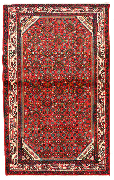  Hosseinabad Matto 100X160 Itämainen Käsinsolmittu Tummanpunainen/Tummanruskea (Villa, Persia/Iran)