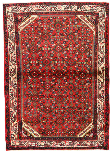 Hosseinabad Matto 105X149 Itämainen Käsinsolmittu Tummanpunainen/Tummanruskea (Villa, Persia/Iran)