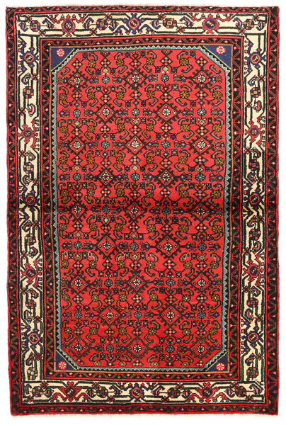  Hosseinabad Matto 103X157 Itämainen Käsinsolmittu Tummanpunainen/Punainen (Villa, Persia/Iran)