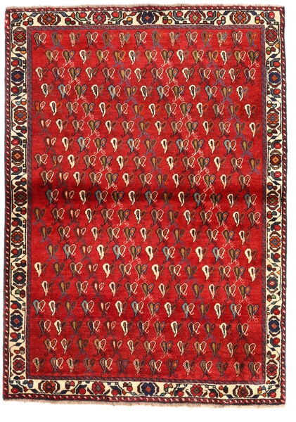  Shiraz Matto 110X157 Itämainen Käsinsolmittu Tummanpunainen/Ruoste (Villa, Persia/Iran)
