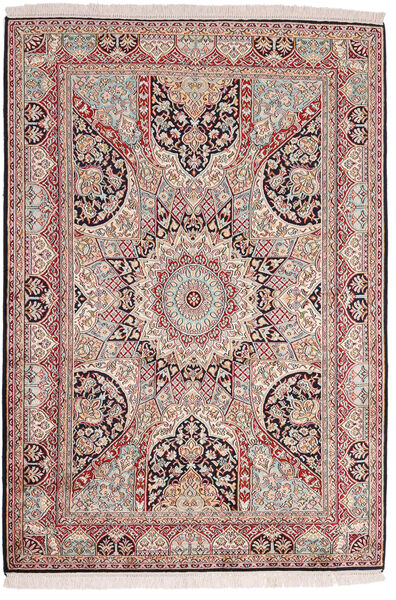  Kashmir 100% Silkki Matto 123X184 Itämainen Käsinsolmittu Tummanpunainen/Tummanruskea (Silkki, Intia)
