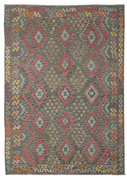  Kelim Afghan Old Style Matto 203X289 Itämainen Käsinkudottu Musta/Tummanvihreä/Tummanruskea (Villa, Afganistan)