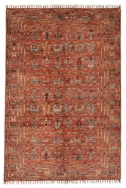  Shabargan Matto 123X183 Moderni Käsinsolmittu Tummanpunainen/Tummanruskea (Villa, Afganistan)