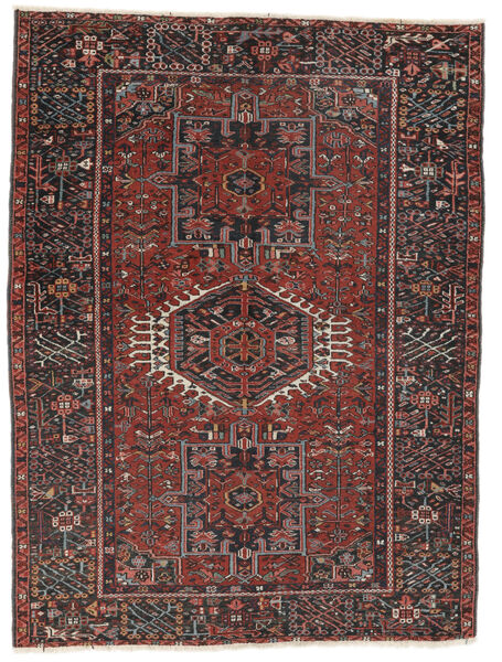  145X182 Antiikki Heriz Ca. 1930 Matot Matto Musta/Tummanpunainen Persia/Iran 