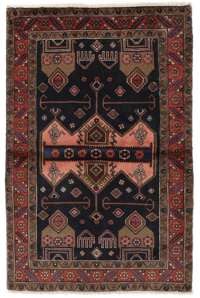  Matto Hamadan Matot 100X153 Musta/Tummanpunainen (Villa, Persia/Iran)