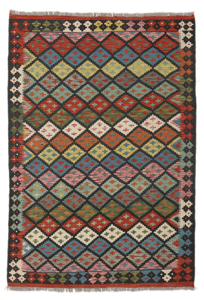  Kelim Afghan Old Style Matto 127X183 Itämainen Käsinkudottu Musta/Tummanpunainen (Villa, Afganistan)