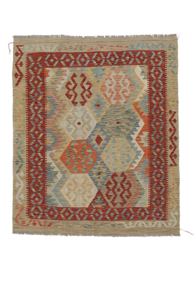  Kelim Afghan Old Style Matto 159X186 Itämainen Käsinkudottu Ruskea/Tummanpunainen (Villa, )