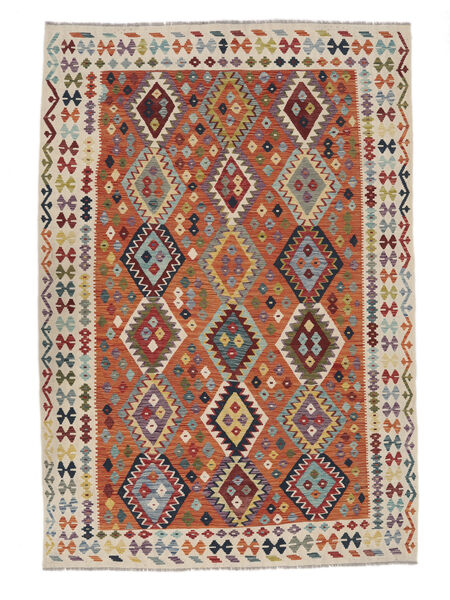  Kelim Afghan Old Style Matto 209X301 Itämainen Käsinkudottu Tummanruskea/Tummanharmaa (Villa, Afganistan)