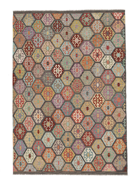  Kelim Afghan Old Style Matto 247X352 Itämainen Käsinkudottu Tummanruskea/Ruskea (Villa, Afganistan)