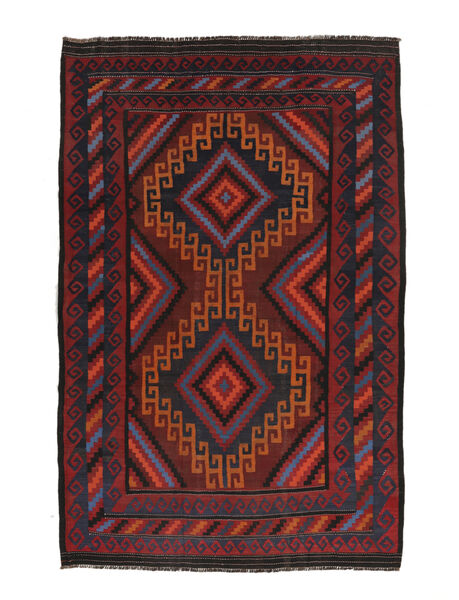  208X334 Afghan Vintage Kelim Matot Matto Musta/Tummanpunainen Afganistan 