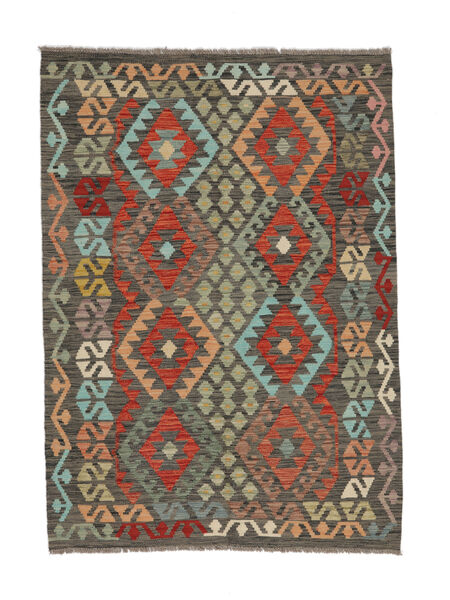 135X186 Kelim Afghan Old Style Matot Matto Itämainen Käsinkudottu Musta/Ruskea (Villa, Afganistan)