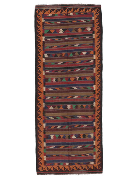  Afghan Vintage Kelim Matot 126X315 Vintage Villamatto Musta/Tummanpunainen Pieni Matto 