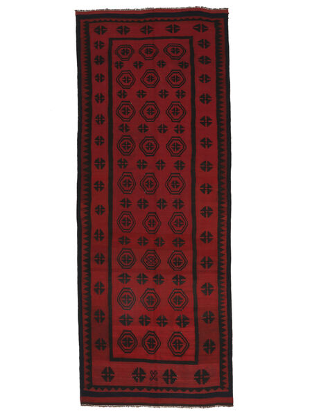  160X405 Afghan Vintage Kelim Matot Käsinkudottu Käytävämatto Matto Musta/Tummanpunainen Afganistan 
