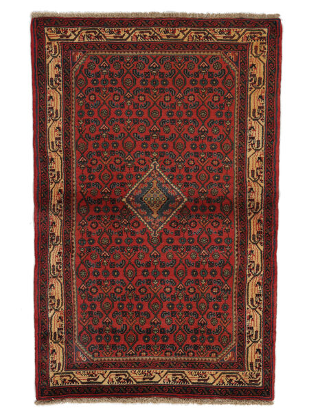 Hosseinabad Matot Matto 102X160 Musta/Tummanpunainen (Villa, Persia/Iran)