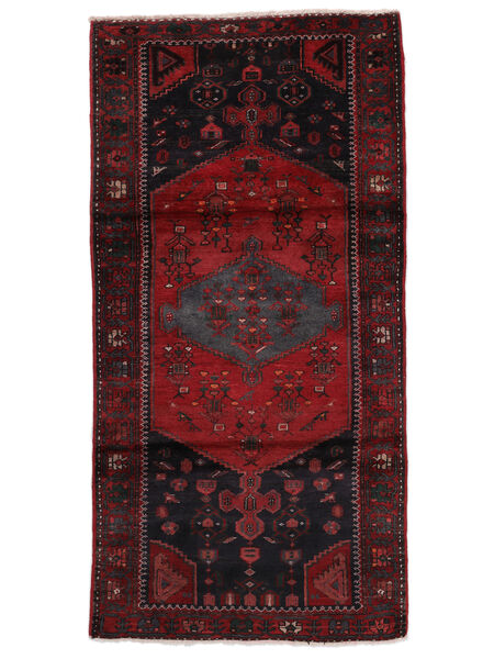  Itämainen Hamadan Matot Matto 105X212 Musta/Tummanpunainen (Villa, Persia/Iran)