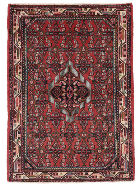  Matto Hamadan Matot 100X145 Musta/Tummanpunainen (Villa, Persia/Iran)