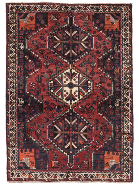 Shiraz Matot Matto 125X174 Musta/Tummanpunainen (Villa, Persia/Iran)