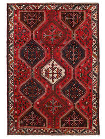  Shiraz Matto 210X295 Itämainen Käsinsolmittu Musta/Tummanpunainen (Villa, Persia/Iran)