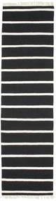  Dorri Stripe - Musta/Valkoinen Matto 80X300 Moderni Käsinkudottu Käytävämatto Musta/Valkoinen/Creme (Villa, Intia)