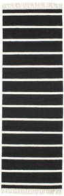  Dorri Stripe - Musta/Valkoinen Matto 80X250 Moderni Käsinkudottu Käytävämatto Musta/Valkoinen/Creme (Villa, Intia)