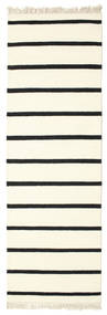  Dorri Stripe - Valkoinen/Musta Matto 80X250 Moderni Käsinkudottu Käytävämatto Valkoinen/Creme/Beige (Villa, Intia)