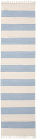  Cotton Stripe - Vaalea Sininen Matto 80X300 Moderni Käsinkudottu Käytävämatto Beige/Vaaleansininen (Puuvilla, Intia)