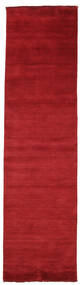  Handloom Fringes - Tummanpunainen Matto 80X300 Moderni Käytävämatto Punainen (Villa, Intia)