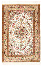  Isfahan Silkkiloimi Matto 108X161 Itämainen Käsinsolmittu Beige/Ruskea ()