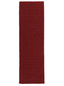 Kelim Loom 80X250 Pieni Tummanpunainen Yksivärinen Eteisen Villamatto Matot 