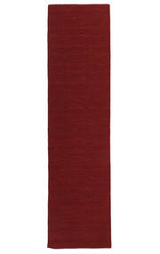  Kelim Loom - Tummanpunainen Matto 80X400 Moderni Käsinkudottu Käytävämatto Tummanpunainen/Beige (Villa, Intia)